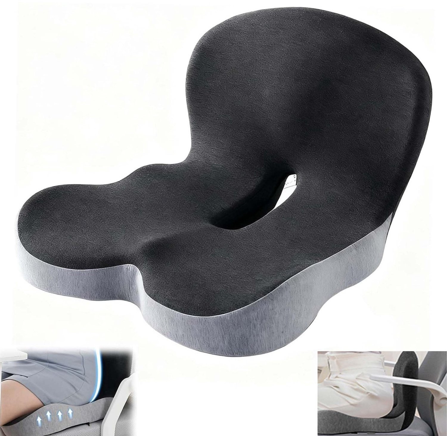 Duraxl Zitkussen - Ergonomisch - Rugleuning - Zijsteun Grijs