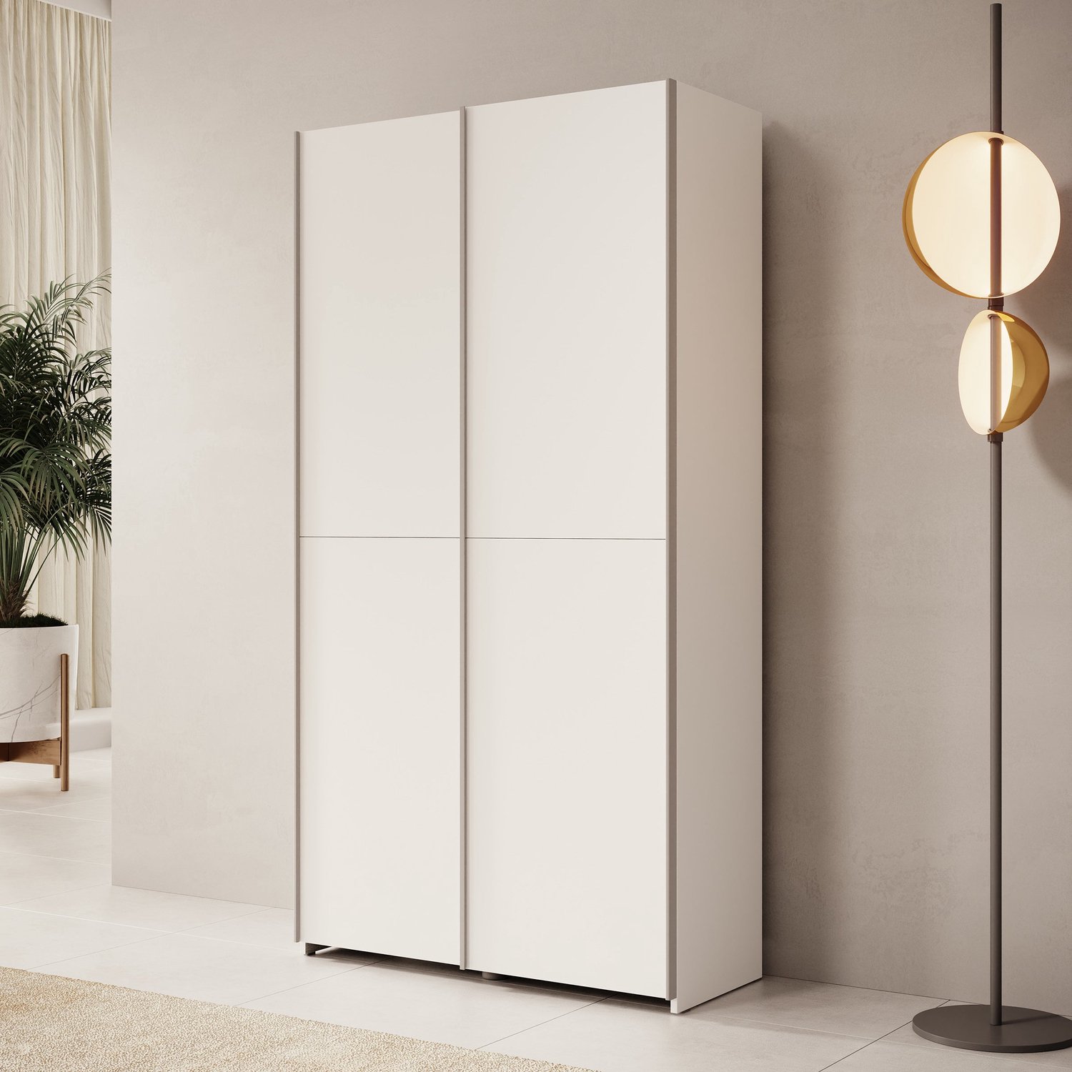 MEUBELLA Helvar - Kledingkast met schuifdeuren - Wit - 100x39x191 cm