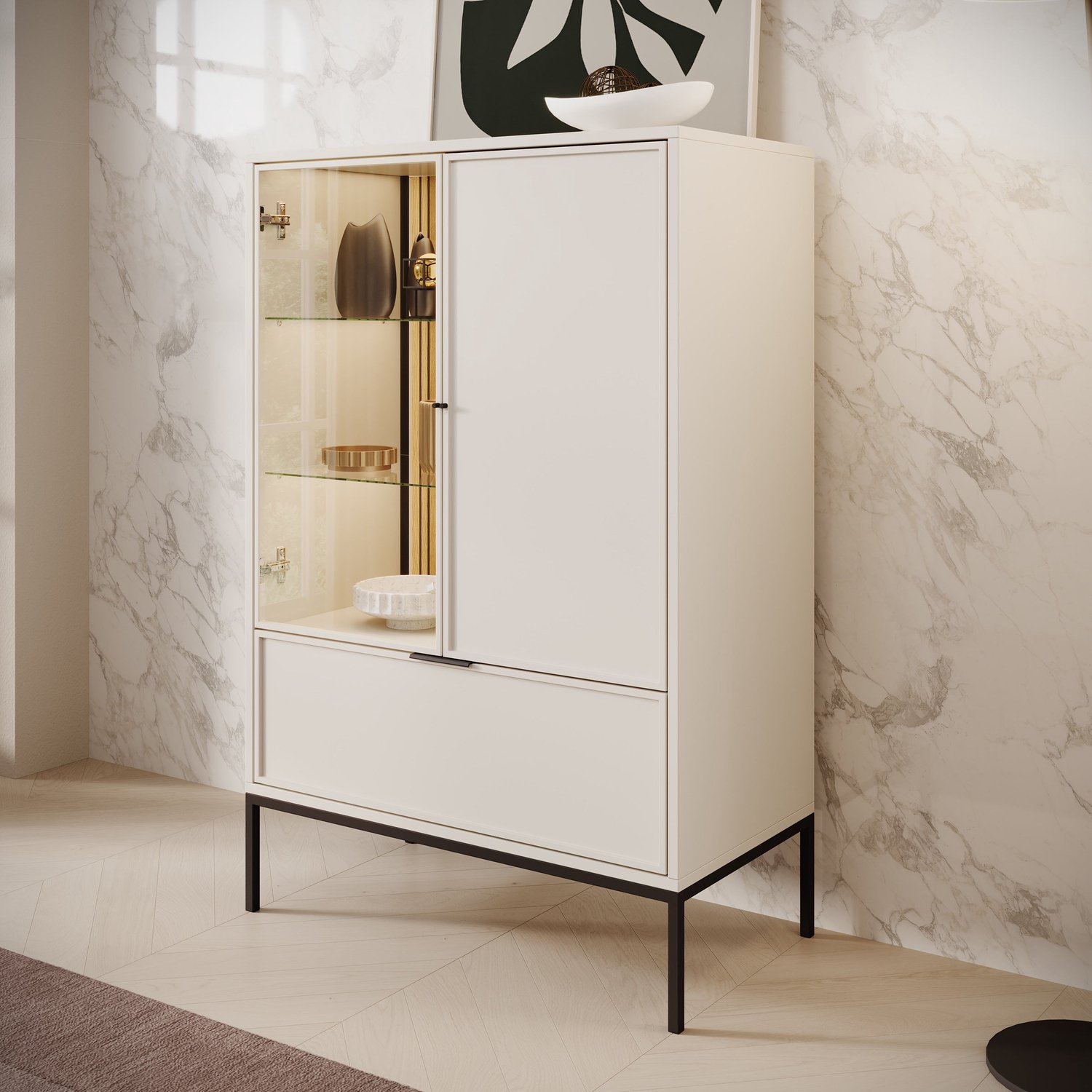 MEUBELLA Dominica - Vitrinekast - Beige - 76x40x184 cm