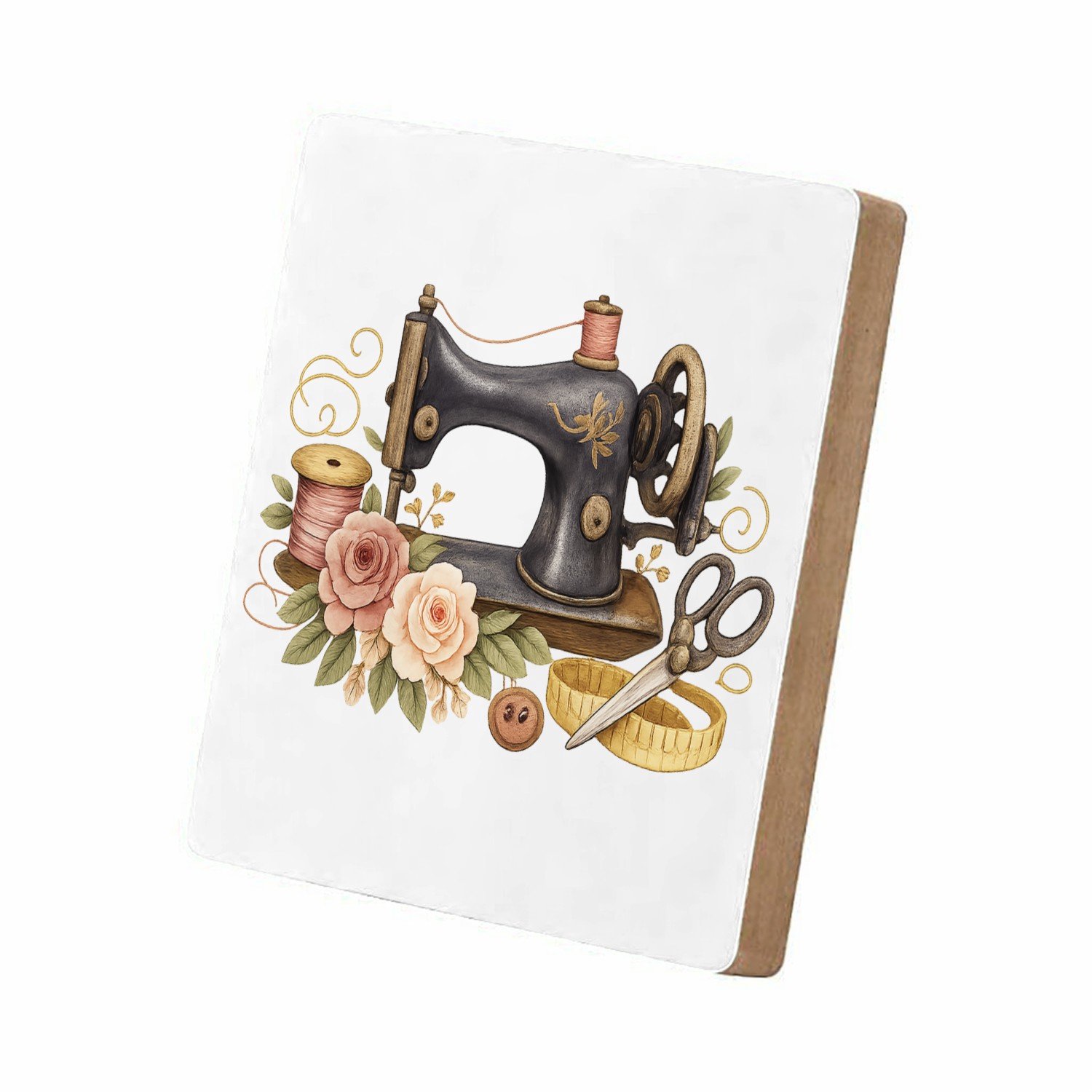 Mr Cadeautjes MDF staande fotolijst 15,2 x 15,2 - design Vintage workshop-compositie met een ander ambachtelijk hoofd | cadeau Wit