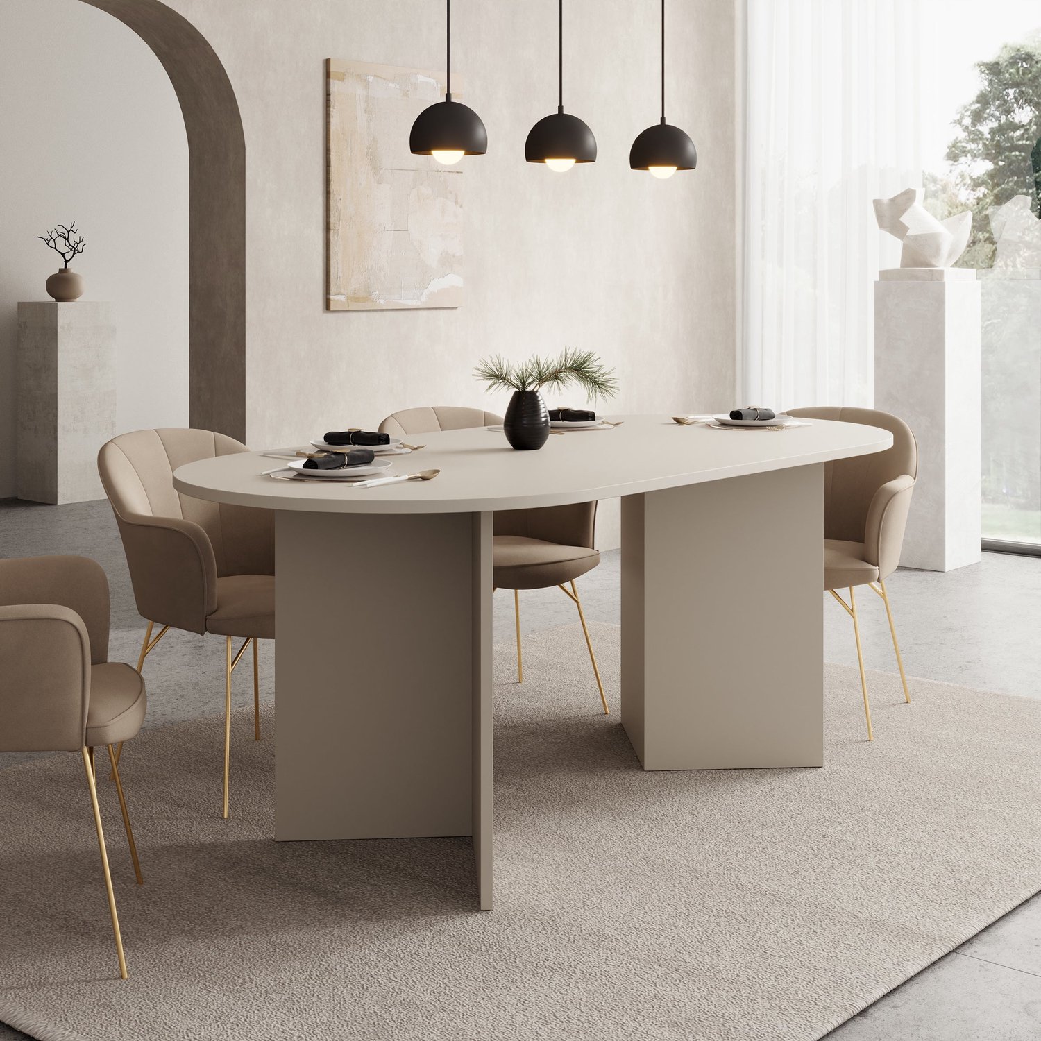 MEUBELLA Glenne - Eetkamertafel - Beige - 185x90x75 cm