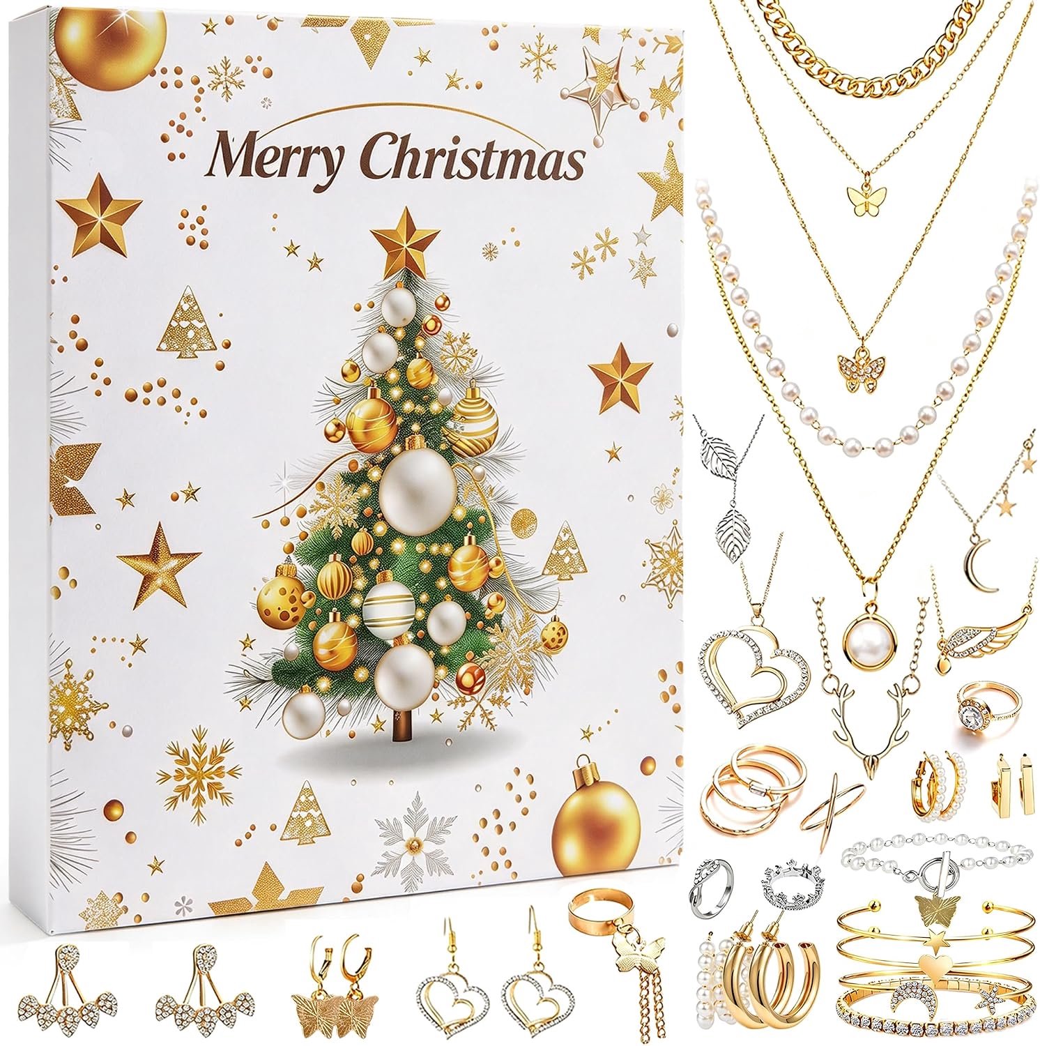adventskalender 2026 - adventskalender - verjaarda kerstversiering-Sieraden-adventskalender 2026 - Kerst-sieraden kalender- Aftelkalender voor Kerstmis 24 dagen - Kerstcadeau voor dames en meisjes