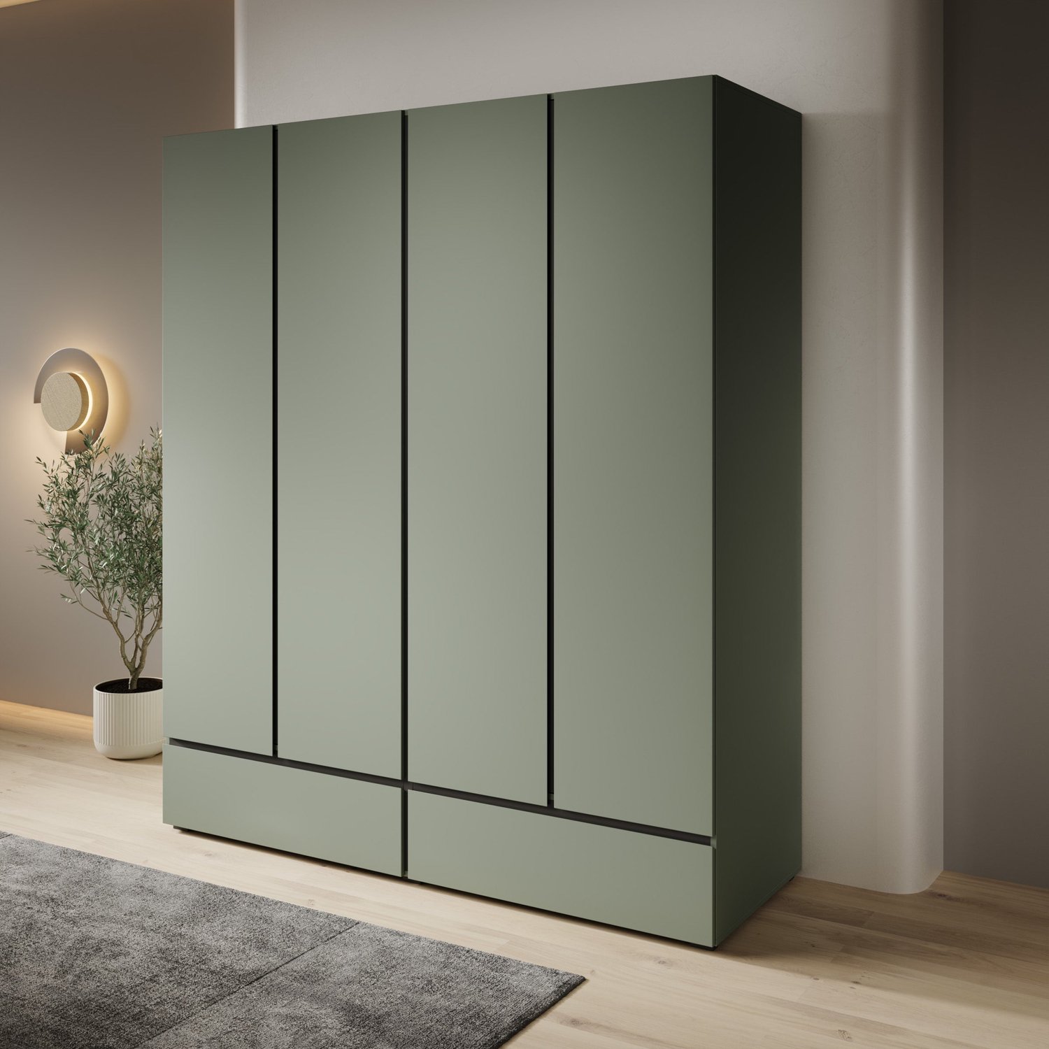 MEUBELLA Cainan - Kledingkast 4-deurs - Groen - 180x60x210 cm