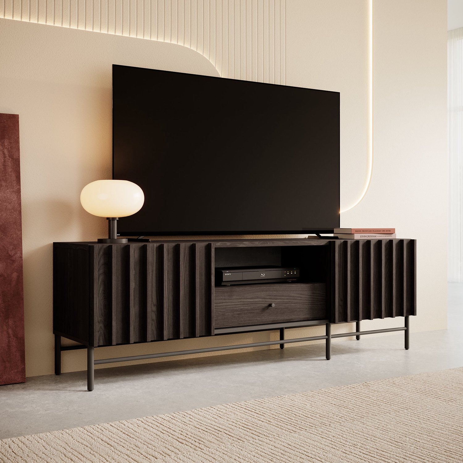 MEUBELLA TV-Meubel Paz - Donker eiken - 165 cm Bruin