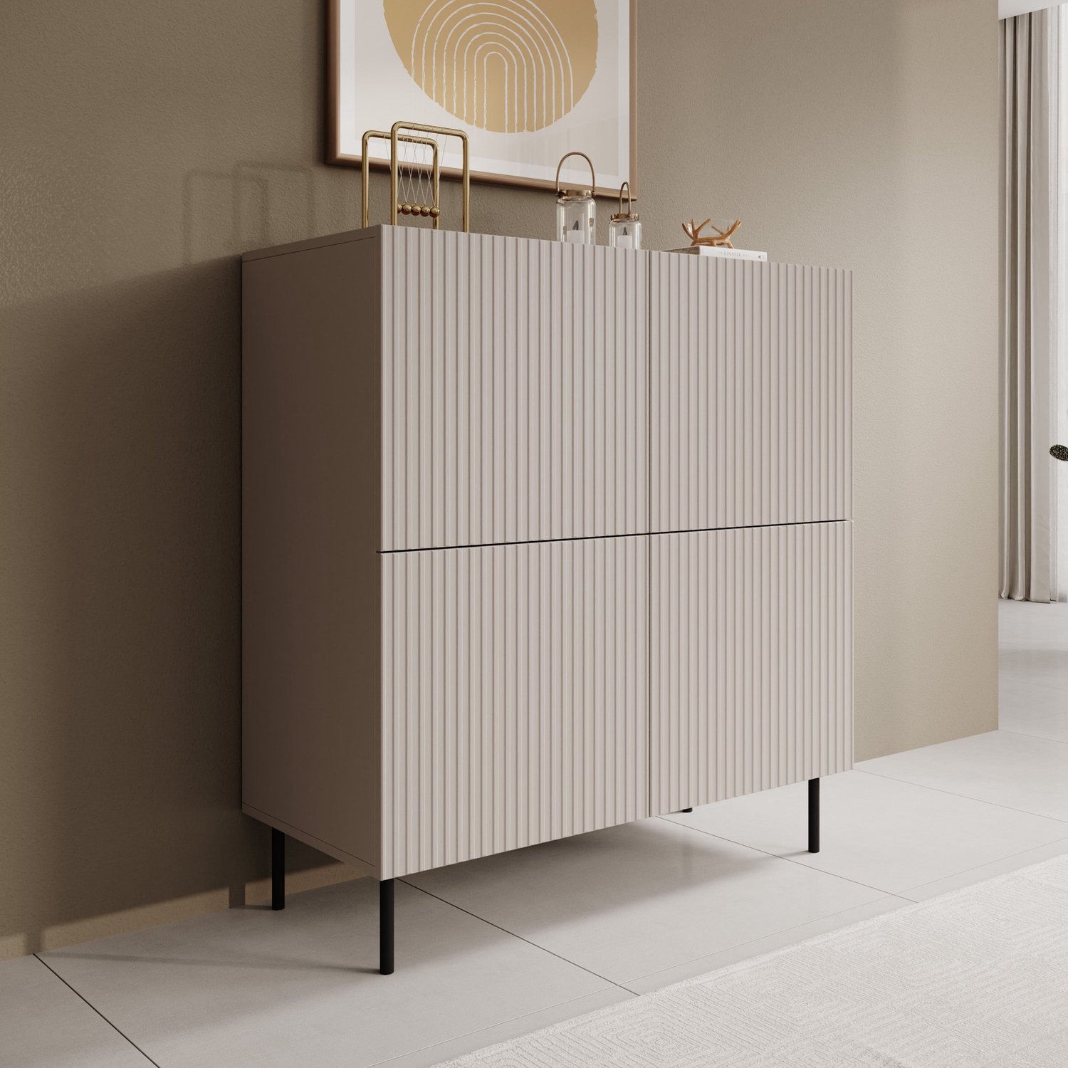 MEUBELLA Dressoir Alex - Beige - 101 cm