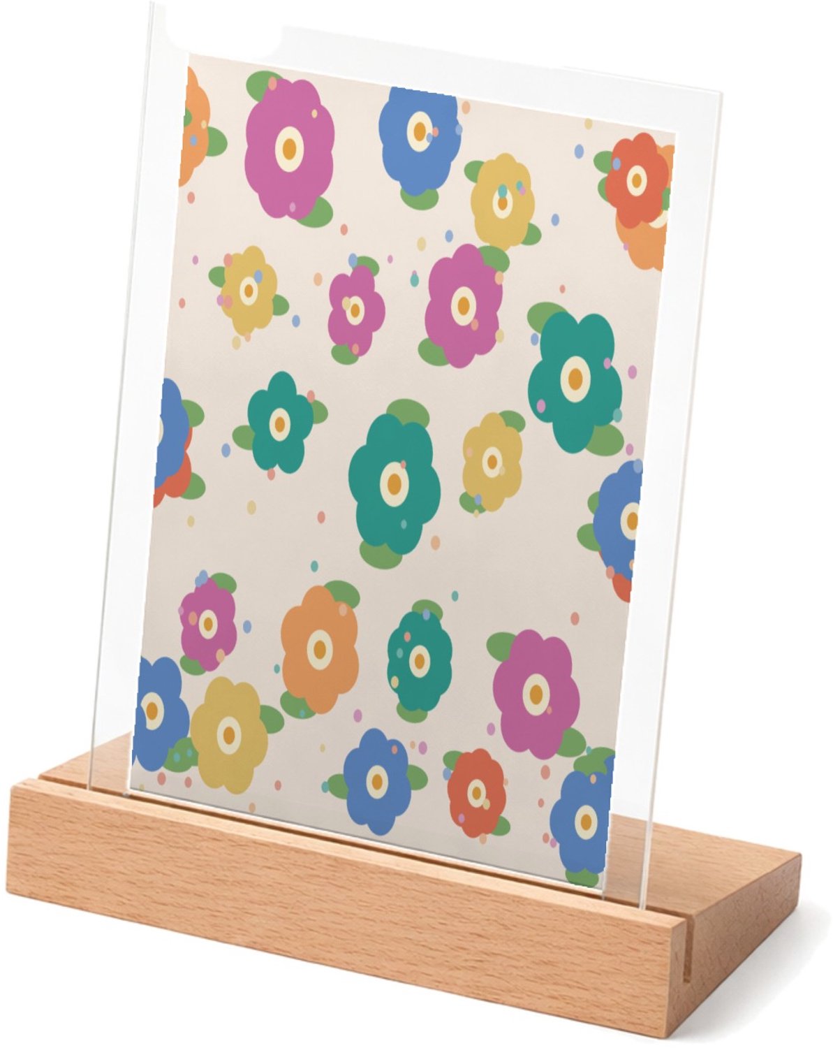 Mr Cadeautjes Glasframe met vaste tekst - design Vrolijke bloemen | cadeau Wit