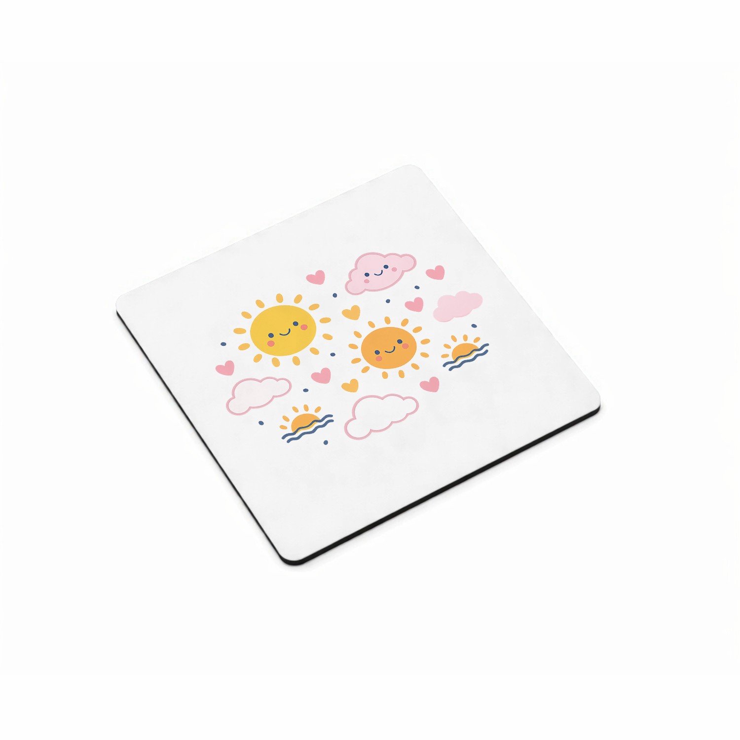 Mr Cadeautjes MDF magnetische fotolijst vierkant 9,5 - design Speelse regendag met vriendelijke weer-icoontjes | cadeau Wit
