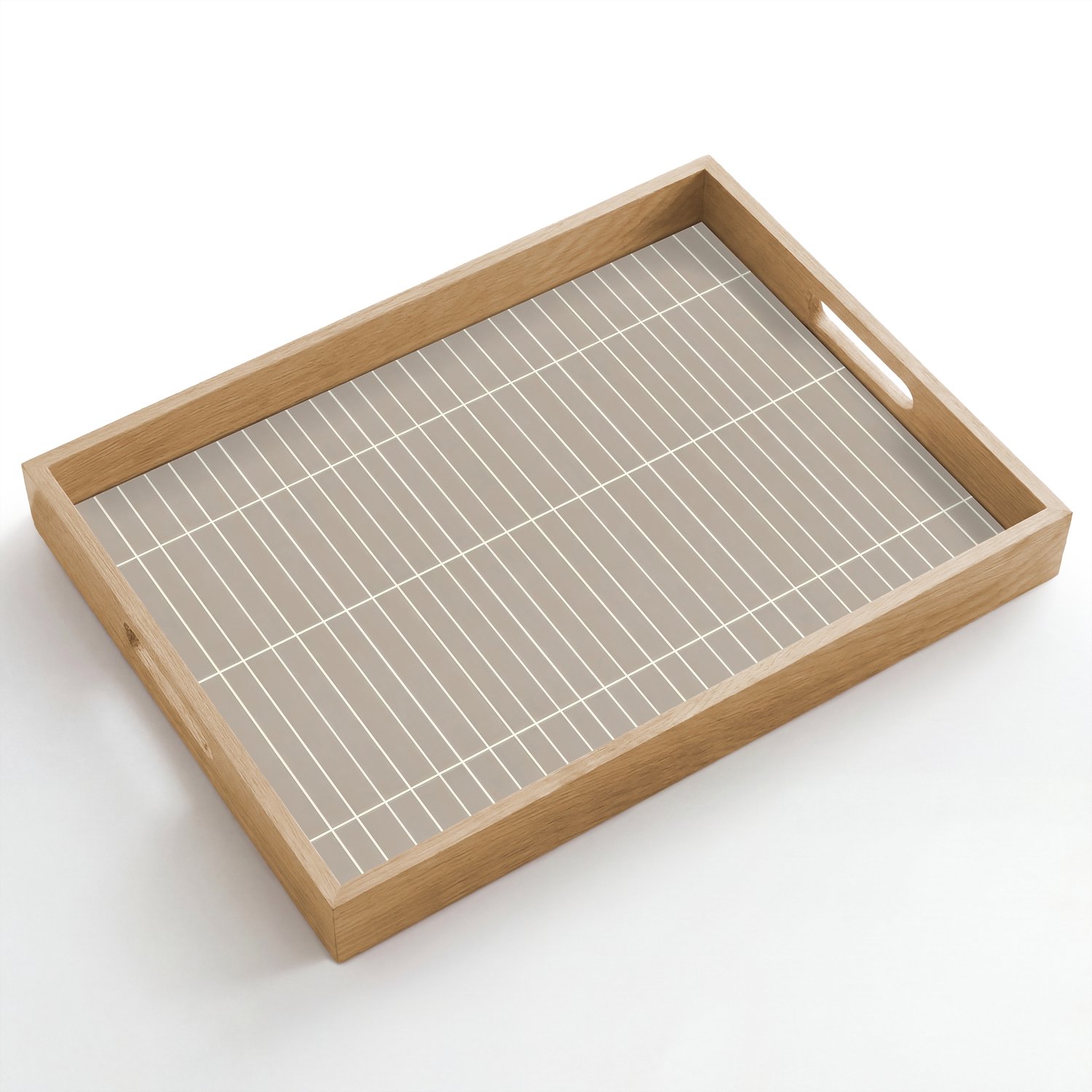 Dienblad hout 50x35 cm - Schootdienblad - Verticaal - Wandtegel - Licht Beige - Borrelplank rechthoek - Plateau dienbladen