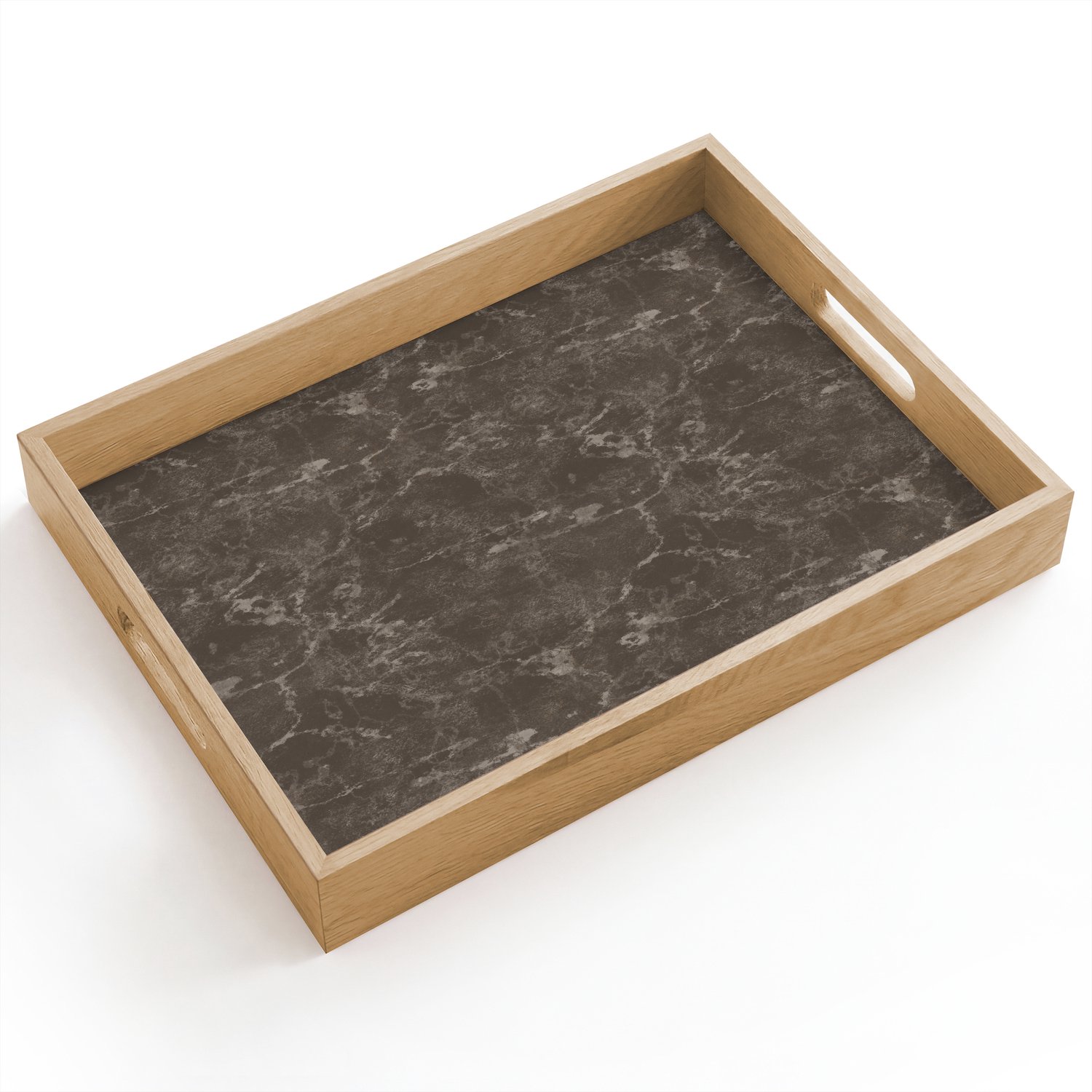 Dienblad hout 40x30 cm - Schootdienblad - Marmer - Aders - Bruin - Borrelplank rechthoek - Plateau dienbladen