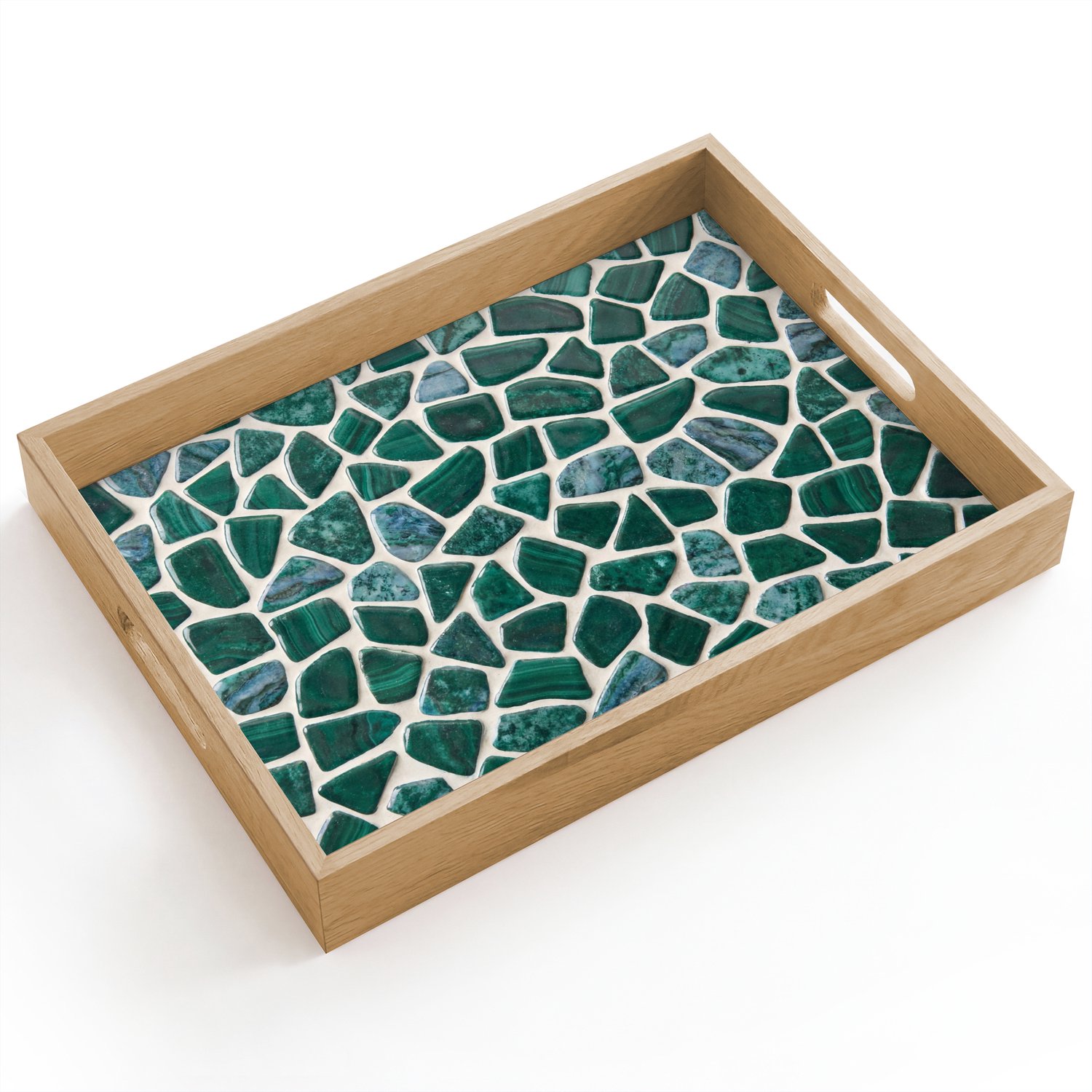 Dienblad hout 40x30 cm - Schootdienblad - Textuur - Steen - Groen - Abstract - Patroon - Borrelplank rechthoek - Plateau dienbladen