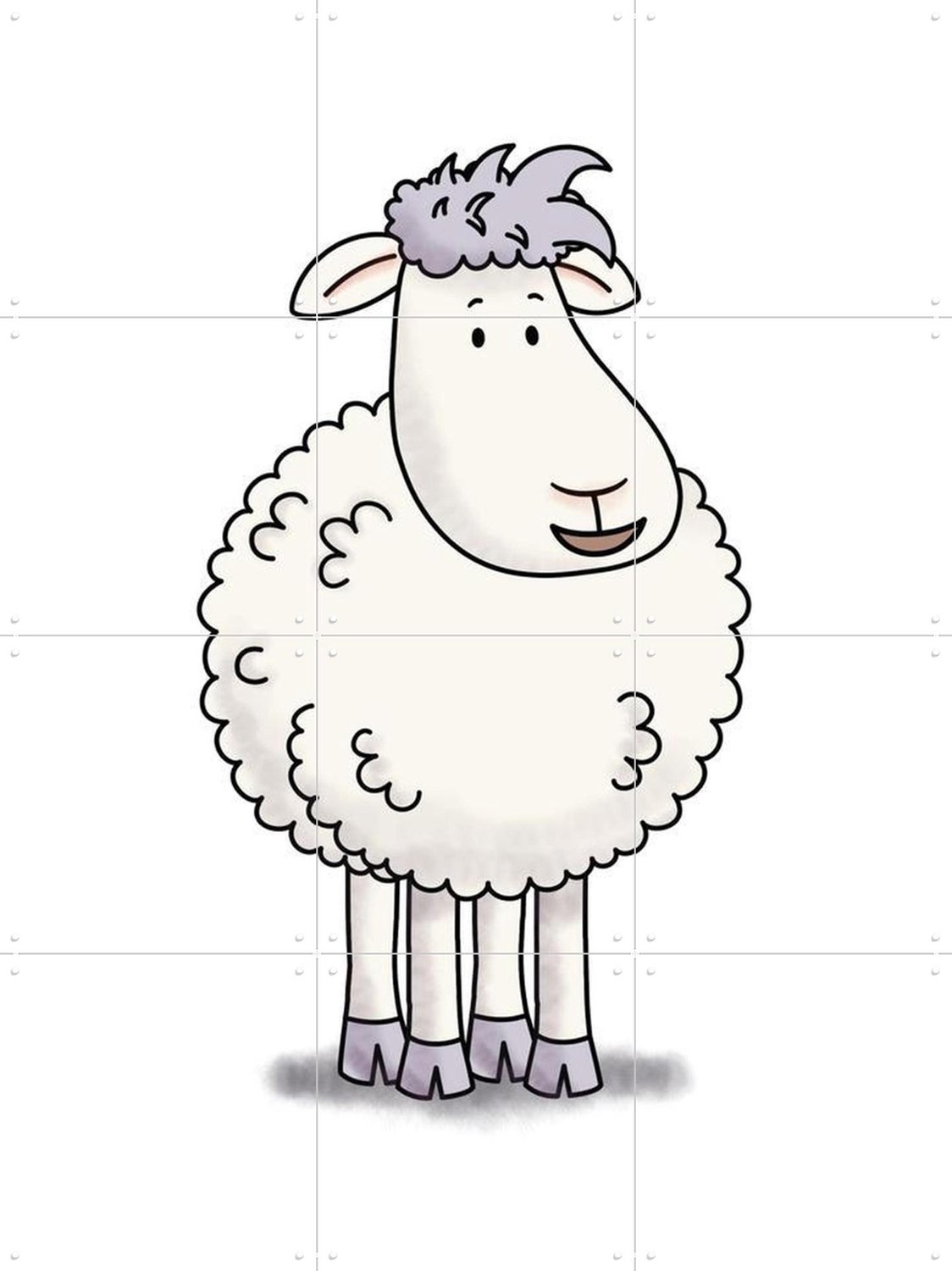 IXXI Schaap Mike, Mike & Molly & Van Hoorne Studios - 60 x 80 cm - Grote wanddecoratie en posters - Illustraties, Fantasierijk, Speels, Cartoonesk Wit