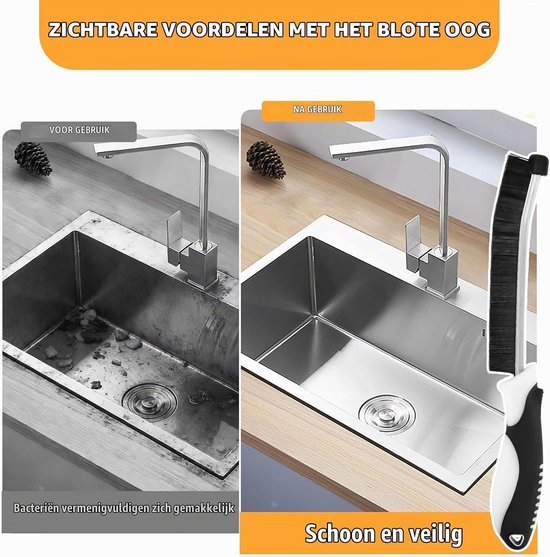 Harde Borstelset - Zwart - Multifunctionele Hoekreinigingsborstel - Voor Badkamer, Keuken en Toilet — afbeelding 4
