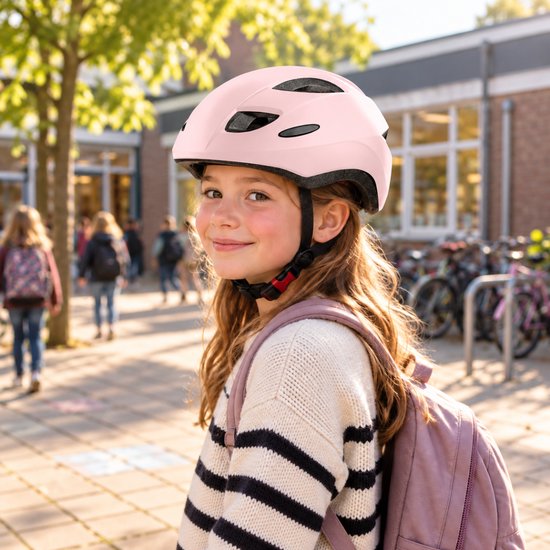 VINZ Sella Fietshelm Kind - Kinderfietshelm - EN1078 Goedgekeurd - 210 gram - Maat 52-55 cm - Roze — afbeelding 4