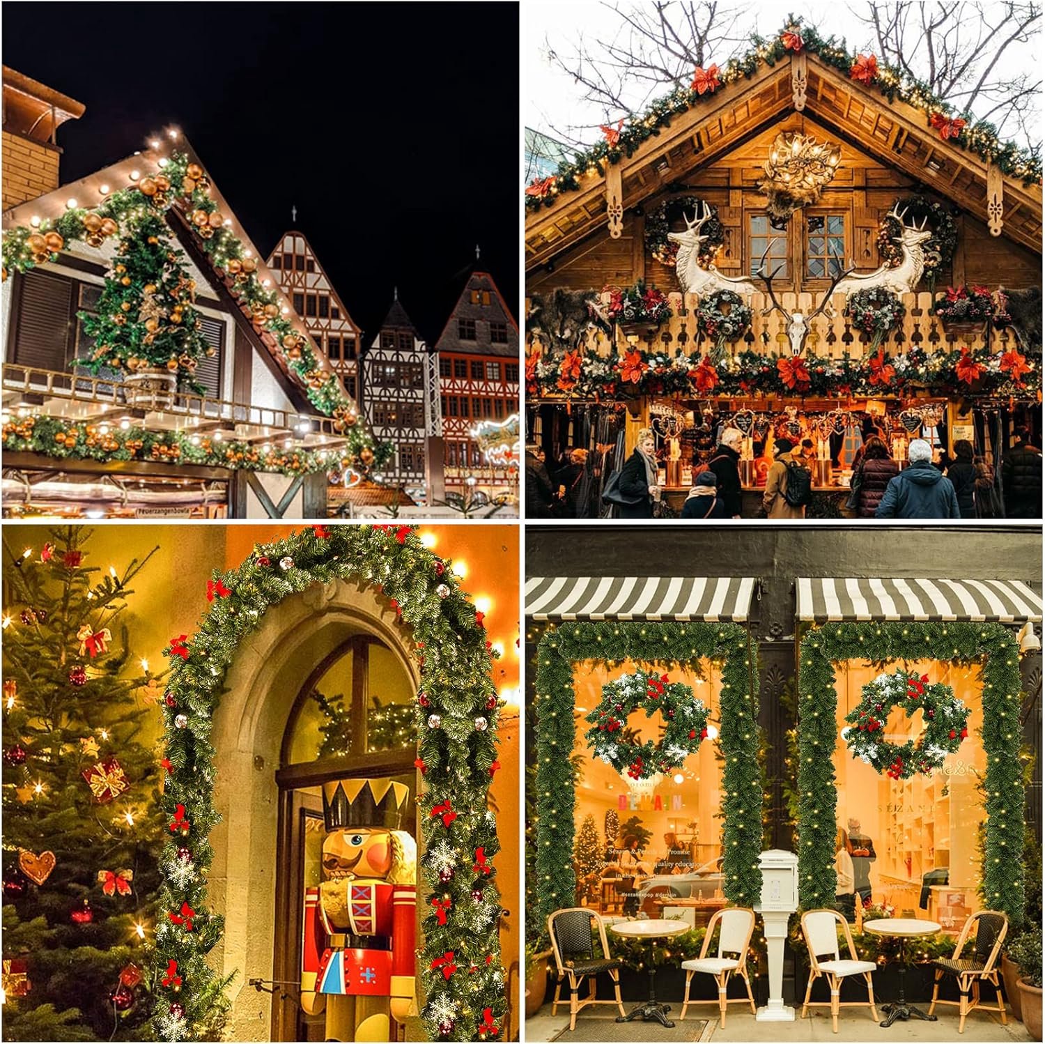 Kerstguirlande met Verlichting - 5 Meter - Groene Kunstdennen Slinger met 100 Warmwitte LED-lampjes en 8 Lichtstanden - Voor Trap en Schouw – foto 6