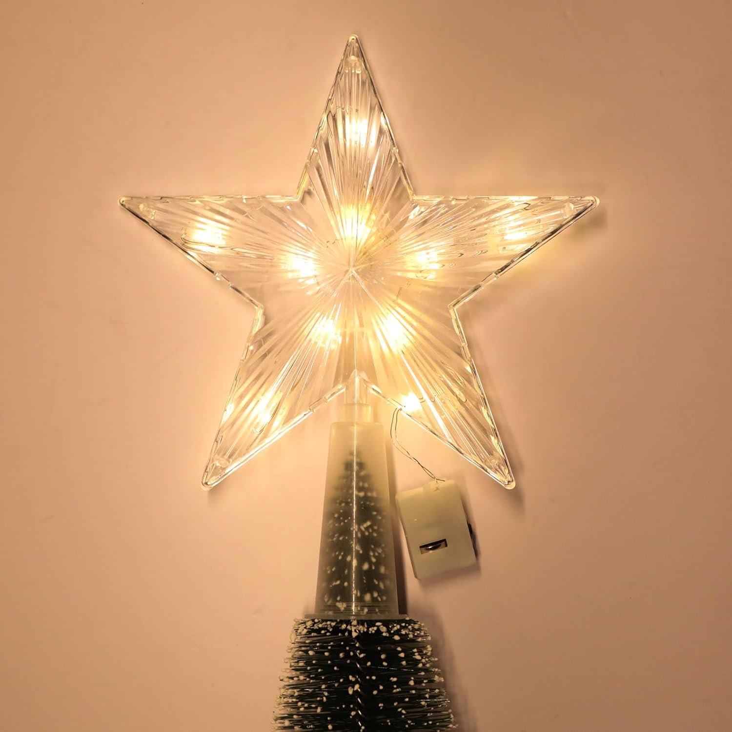 Ster Voor In De Top Van De Kerstboom - Kerstboomversiering In Warm Wit - Kerstboompiek Met Verlichting – foto 6