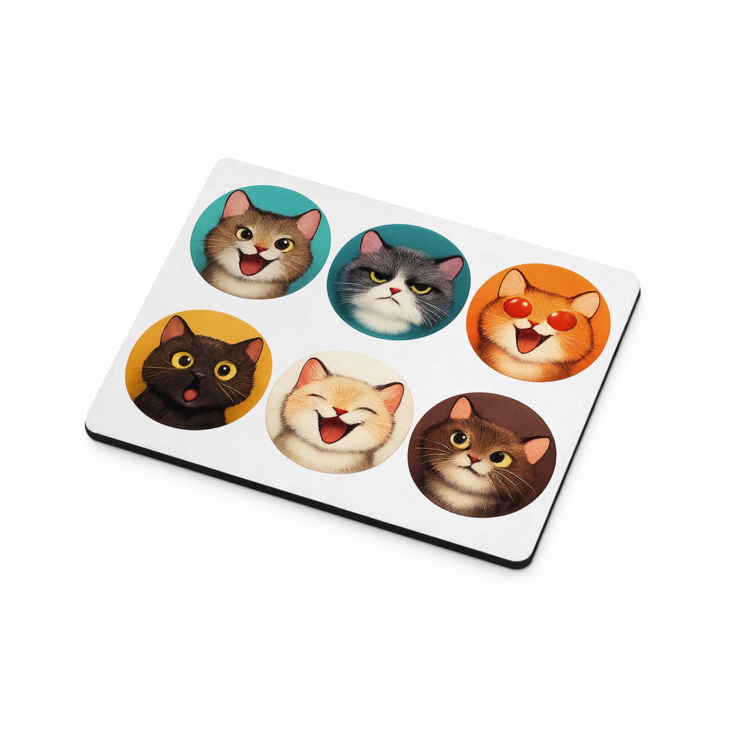 Mr Cadeautjes MDF magnetische fotolijst 9 x 7 - design Set van zes expressieve kattenportretten met verschillende s | cadeau Wit