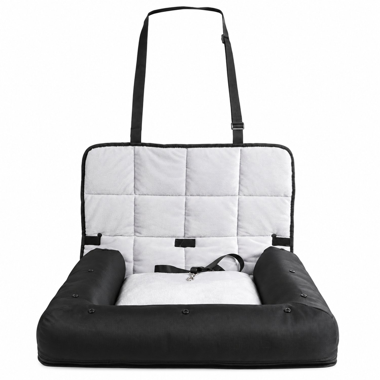 Kymmi Hondenmand auto - Honden autostoel - Achterbank - Veiligheidsriem - Afneembaar kussen - Beschermhoes - Zwart - 85x60x10cm