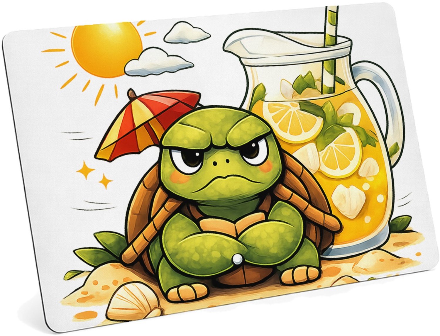 Mr Cadeautjes MDF magnetische fotolijst 28 x 19 - design Een norse schildpad met een mini-parasol en een tropische li | cadeau Wit