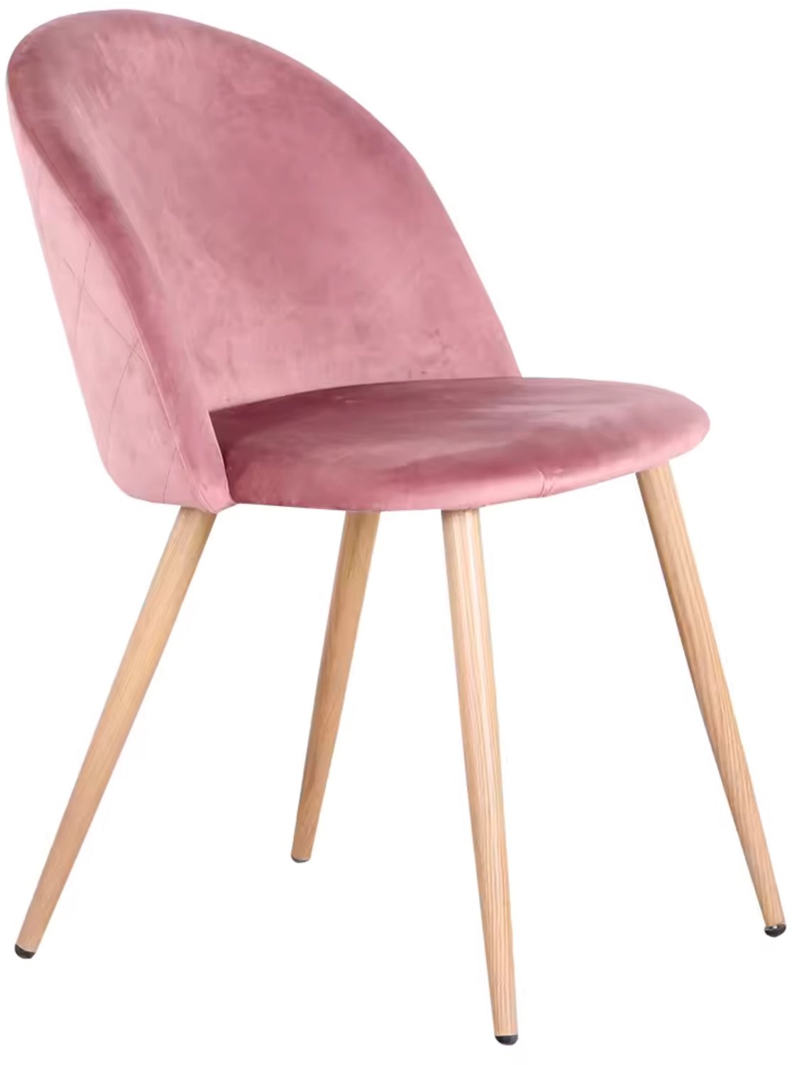 OKWISH Eetkamerstoel 80 x 48 x 43 cm - Set van 4 met Gebogen Rugleuning - voor Eetkamer en Woonkamer - Fluweel en Metaal - Roze