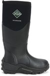 Zwarte Muck Boot Muckmaster laars met groen logo en "MUCKMASTER" tekst op de schacht.