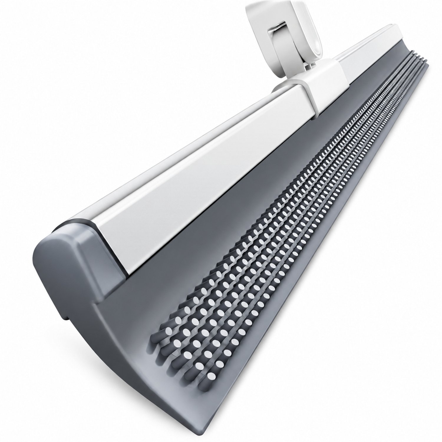 Grijze vloertrekker met dubbelzijdige kop van 50 cm - Geïntegreerde borstel en uitschuifbare steel voor badkamervloeren
