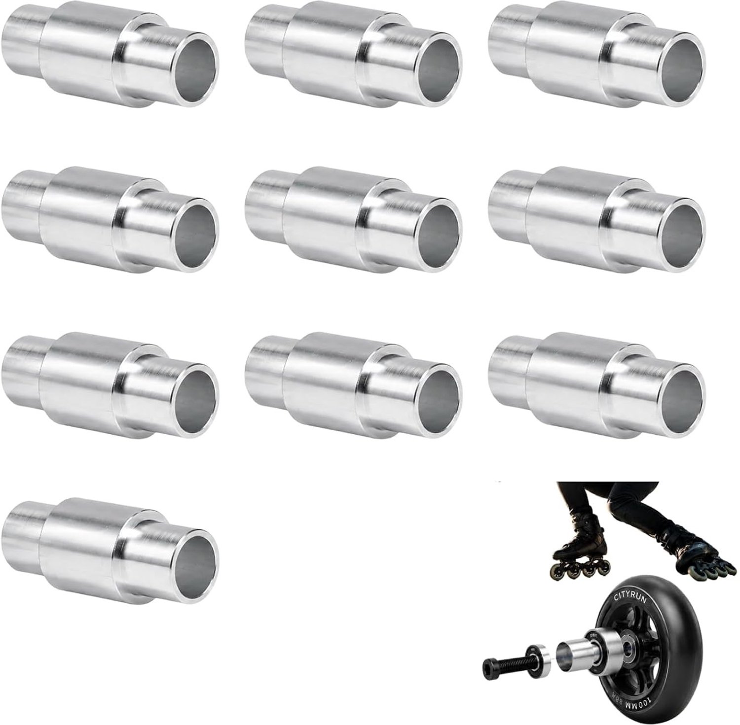 Aluminium Skate Spacer Standoffs voor Inline Skates en Skate Schoenen 10 Stuks Lager Spacer Sleeve voor Roller Bearings en Skate Onderdelen