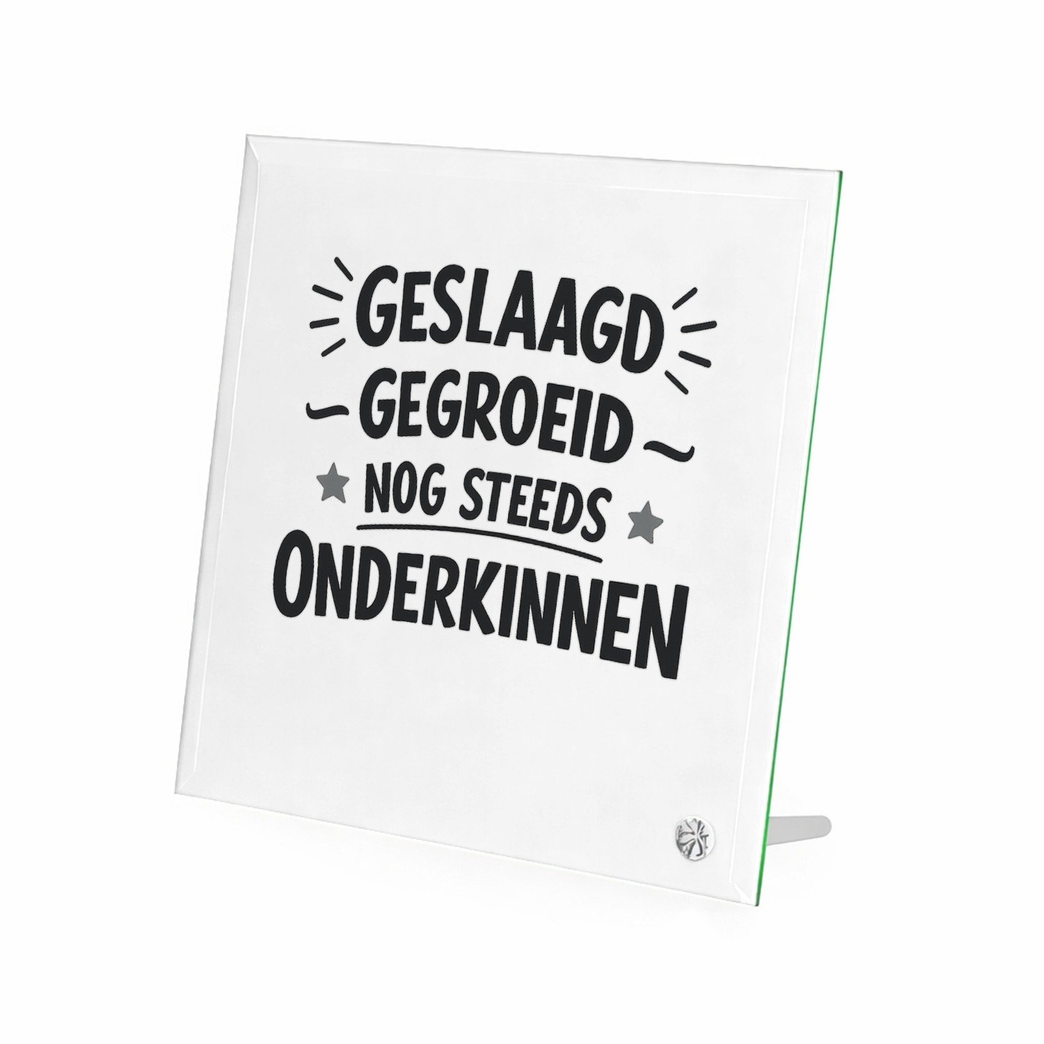 Mr Cadeautjes Glasframe 20 x 20 - design Grappige woordspeling voor een energiek cadeau-item met een | cadeau Wit