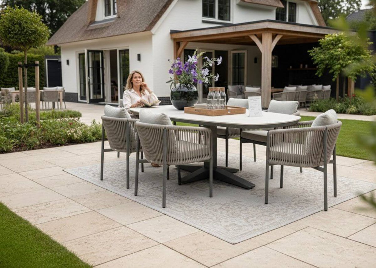 Apple Bee Zanzibar Table de jardin - Taupe - 220x110 cm - Sintered Stone