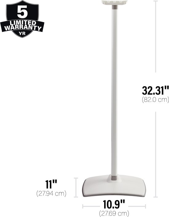 Sanus WSSE32-B2 fixed speaker stand - luidsprekerstandaard - optimale luisterhoogte - kabelbeheer - geschikt voor Sonos ERA 300 - 2 stuks (paar) - Wit van Sanus — afbeelding 2