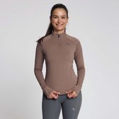 Rogelli Essential Dames Hardloopshirt Lange Mouw - Rits - Mokka