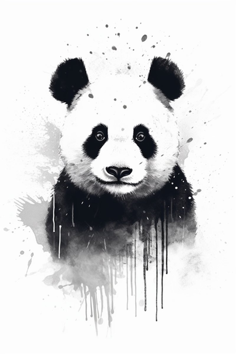 Panda Poster - Panda met Zonnebril - Panda Kunst - Woonkamer Decoratie - Wanddecoratie - posters - formaat 70x100cm - L814YR