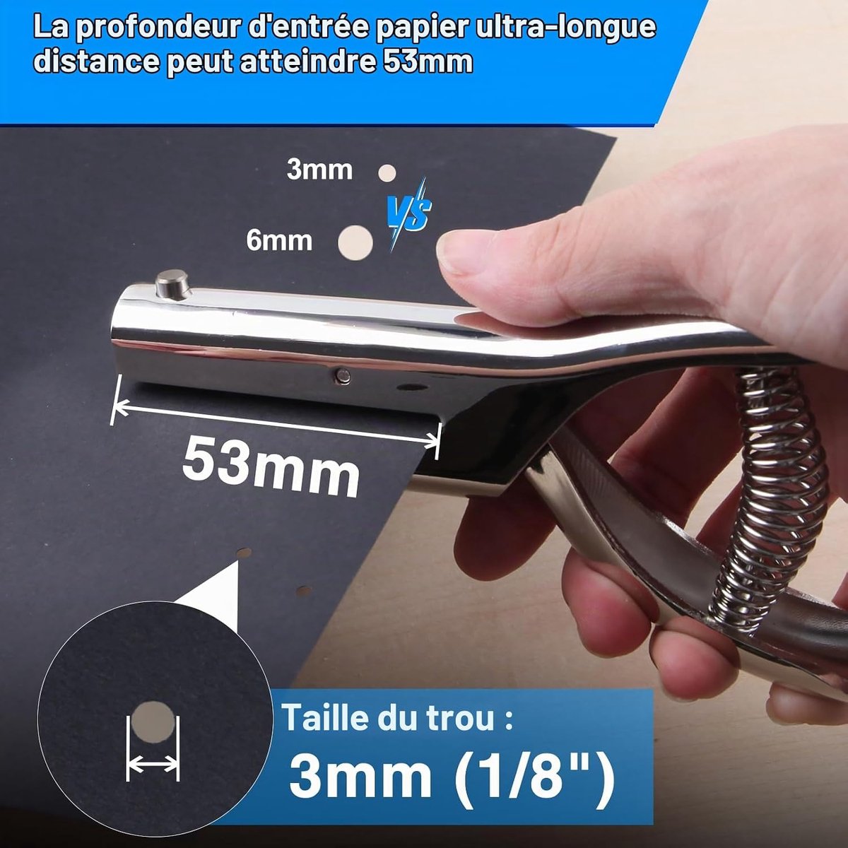 Perforator voor één gat, perforator voor PVC-kaarten, opener voor ronde gaten van 3 mm in harde plastic zakken