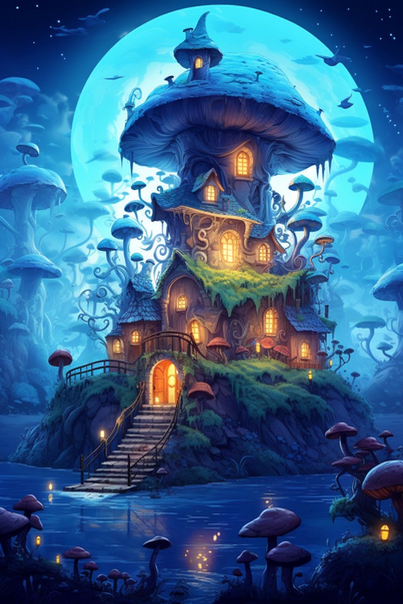 Paddenstoel Poster - Kinder - Kinderkamer Decoratie - Paddenstoelen - Wanddecoratie - posters - formaat 70x100cm - L765BY