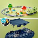 Châssis de train LEGO DUPLO avec compartiment à piles et indication de deux piles AA.