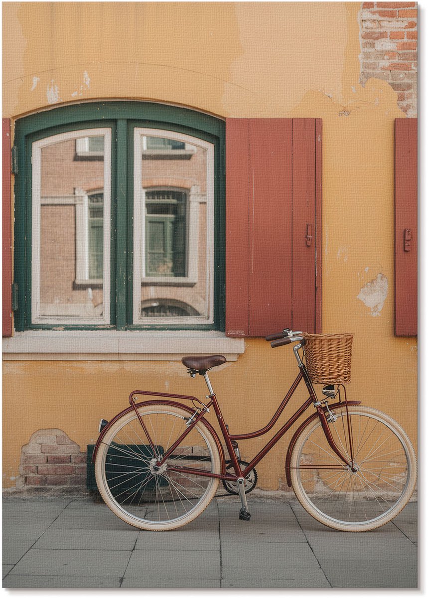 Tulup Polycanvas Wandposter - Retrofiets, Fotografie - A4 - Oranje Decoratie - Rechthoek - Wandkunstwerk - Woonkamer, Slaapkamer, Kantoor - Vintage