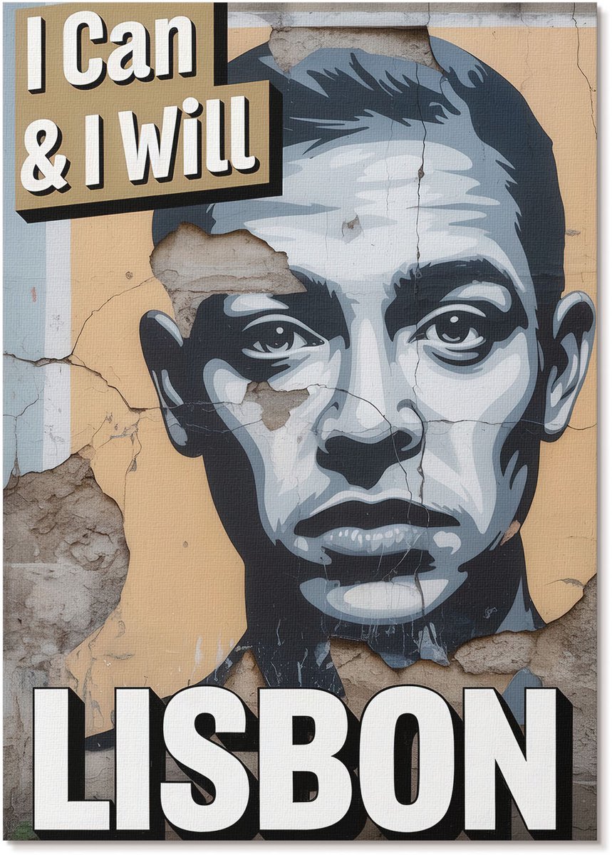 Tulup Polycanvas Wandposter - Muurschildering In Lissabon, Typografie - A4 - Grijs Decoratie - Rechthoek - Muurkunst - Woonkamer, Slaapkamer, Kantoor - Popcultuur