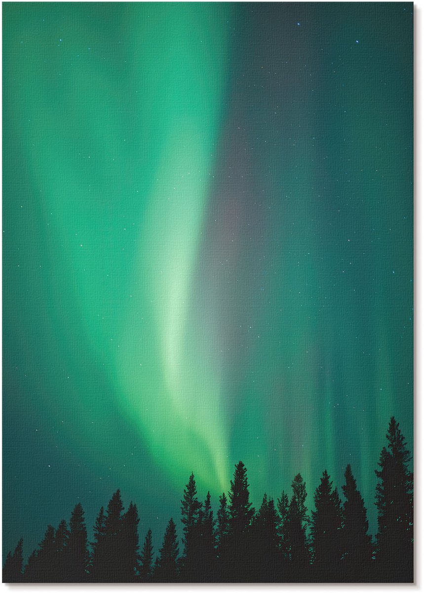 Tulup Polycanvas Wandposter - Noorderlicht, Fotografie - A4 - Groen Wandposter - Rechthoek - Wandkunstwerk - Woonkamer, Slaapkamer, Kantoor - Modern