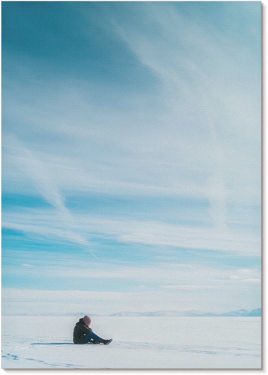 Tulup Polycanvas Wandposter - Winterlandschap, Fotografie - A4 - Blauw Illustratie - Rechthoek - Interieurdecoratie - Woonkamer, Slaapkamer, Kantoor - Minimalist