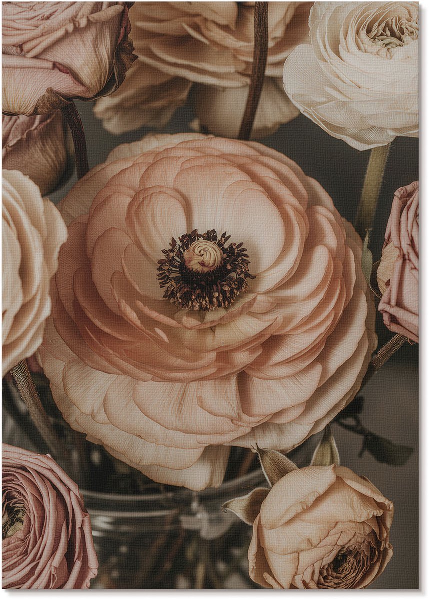 Tulup Polycanvas Poster - Romantische Bloemen, Fotografie - A4 - Beige Wanddecoratie - Rechthoek - Kunstposter - Woonkamer, Slaapkamer, Kantoor - Klassiek