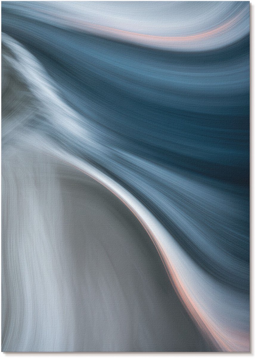 Tulup Canvas Poster Polycanvas - Blauwe Golven, Schilderen - A4 - Blauw Poster - Rechthoek - Decoratieve poster - Woonkamer, Slaapkamer, Kantoor - Expressief