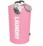 BOTC Wasmand - Waszak - Laundry basket - Wassorteerder - 38x63 cm - waszak vouwbaar - draagbaar wasbox - Roze