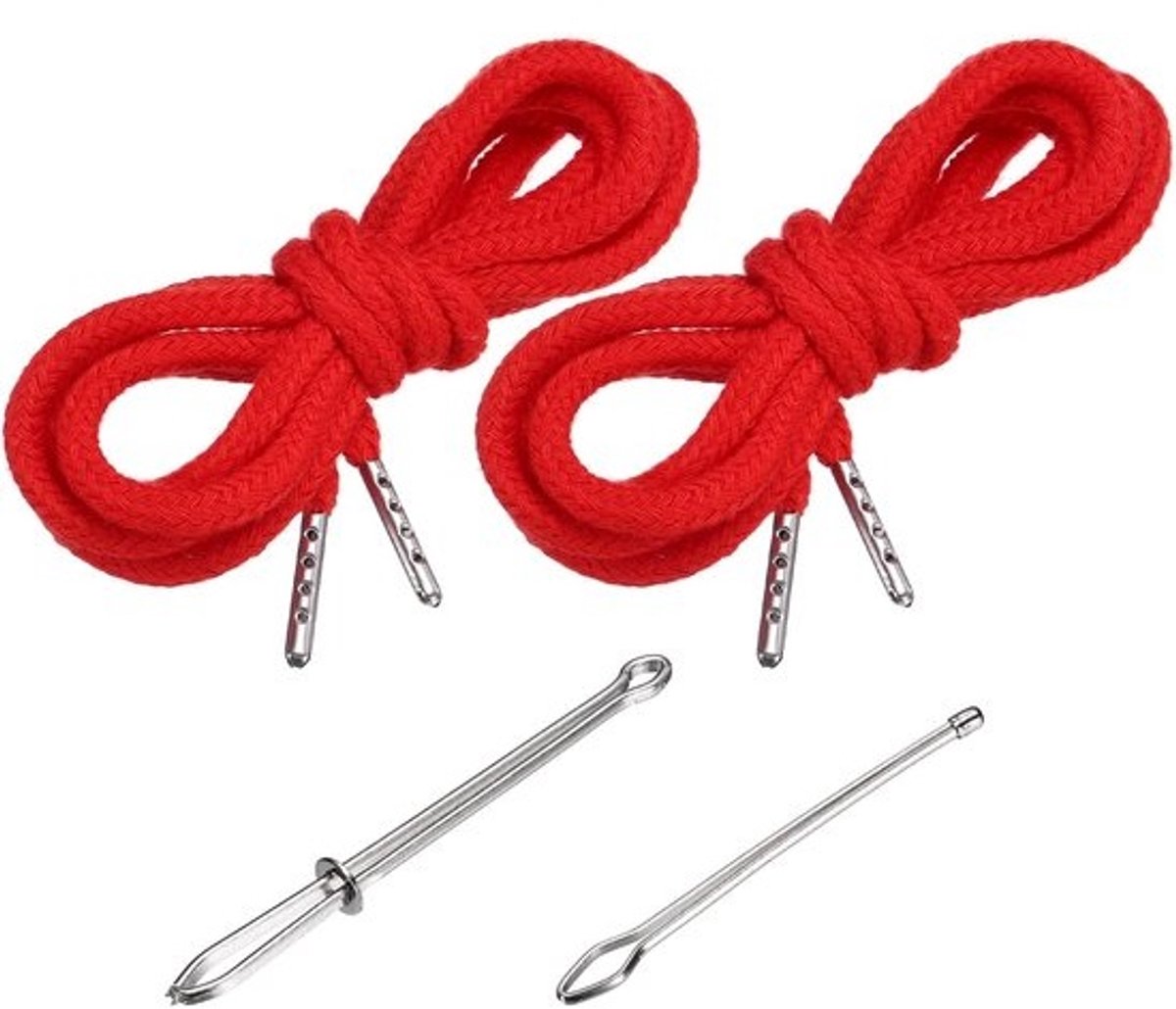 Trekkoord Vervanging - Koorden Set - Kleding Repareren - Met Metalen Punt - 130 cm - Rood