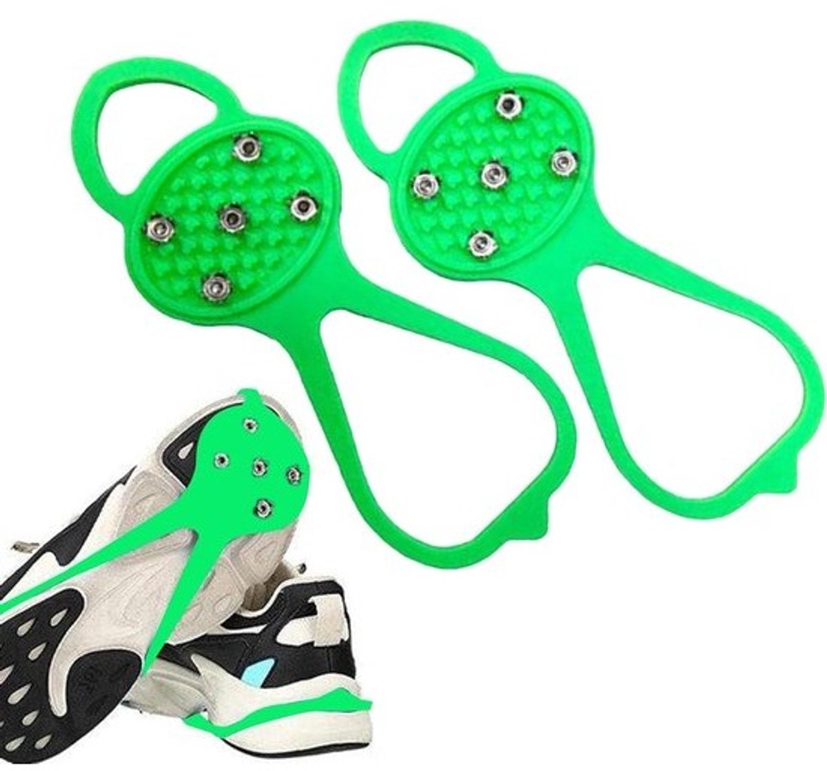 Gripper Spikes Schoenen - IJs Grippers Wandelen - Veilig Lopen - 5 Slijtvaste Tanden - One Size 35-41 - Groen