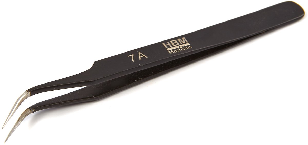 HBM Professionele Antimagnetische RVS Pincet met Gebogen Bek