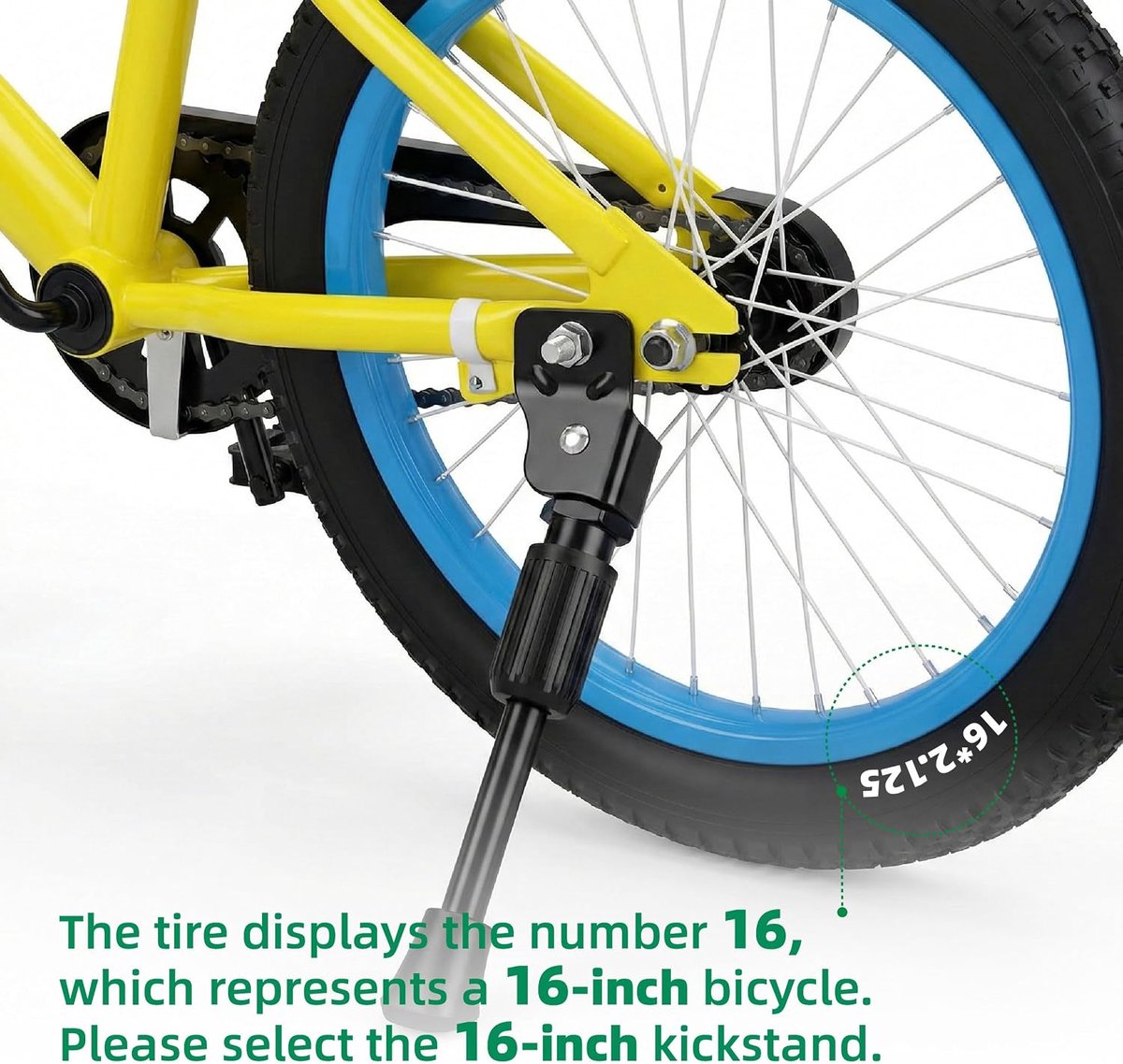 Kinderfiets Standaard - 12 inch - fietsstandaard - aluminium standaard voor kinderfietsen - fiets zijstandaard standaard - mountainbike standaard - met antislipmat - universele pasvorm - fietsaccessoires - eenvoudig te installeren - zwart – foto 4