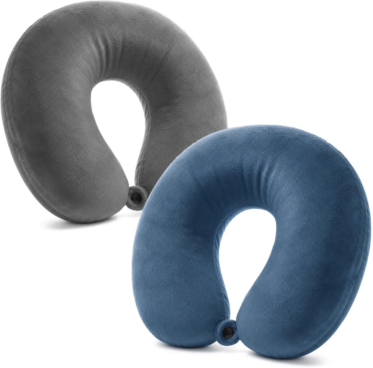 com-four® 2 Reiskussen met Fluwelen Hoes voor Nek - ShopVlot