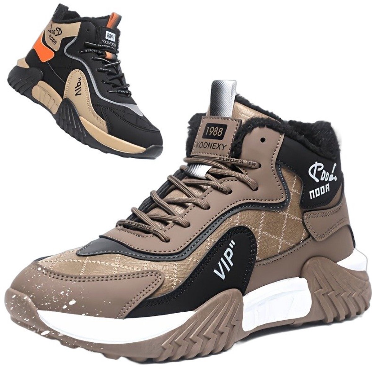 Currero Snowboots Heren Sneeuwlaarzen Heren Winterlaarzen Gevoerde Winterschoenen Waterdicht Antislip Zool Warm Gevoerd Wandellaarzen Winter Pluche Kaki