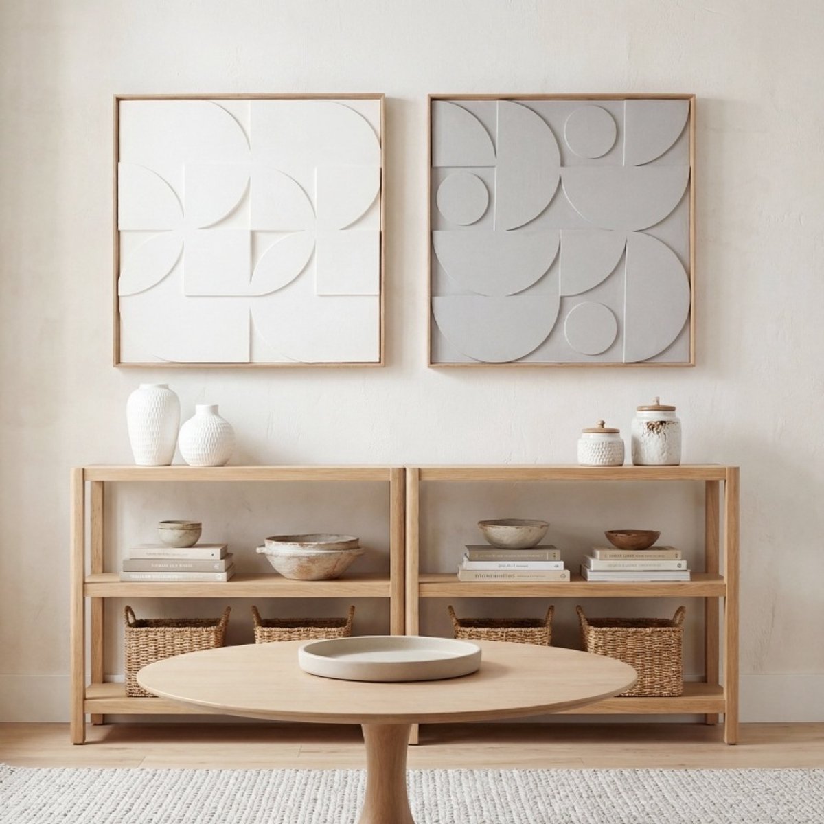 MODFU-Wandpaneel-3D Geometrisch-Modern-2-Delig-Wit-80 X 80 Cm