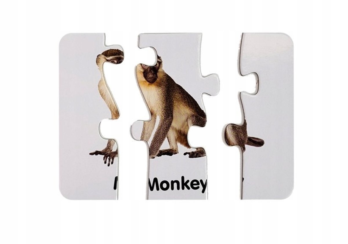 Educatieve Puzzel Wilde Dieren - 10 Combinaties, Engels Leren