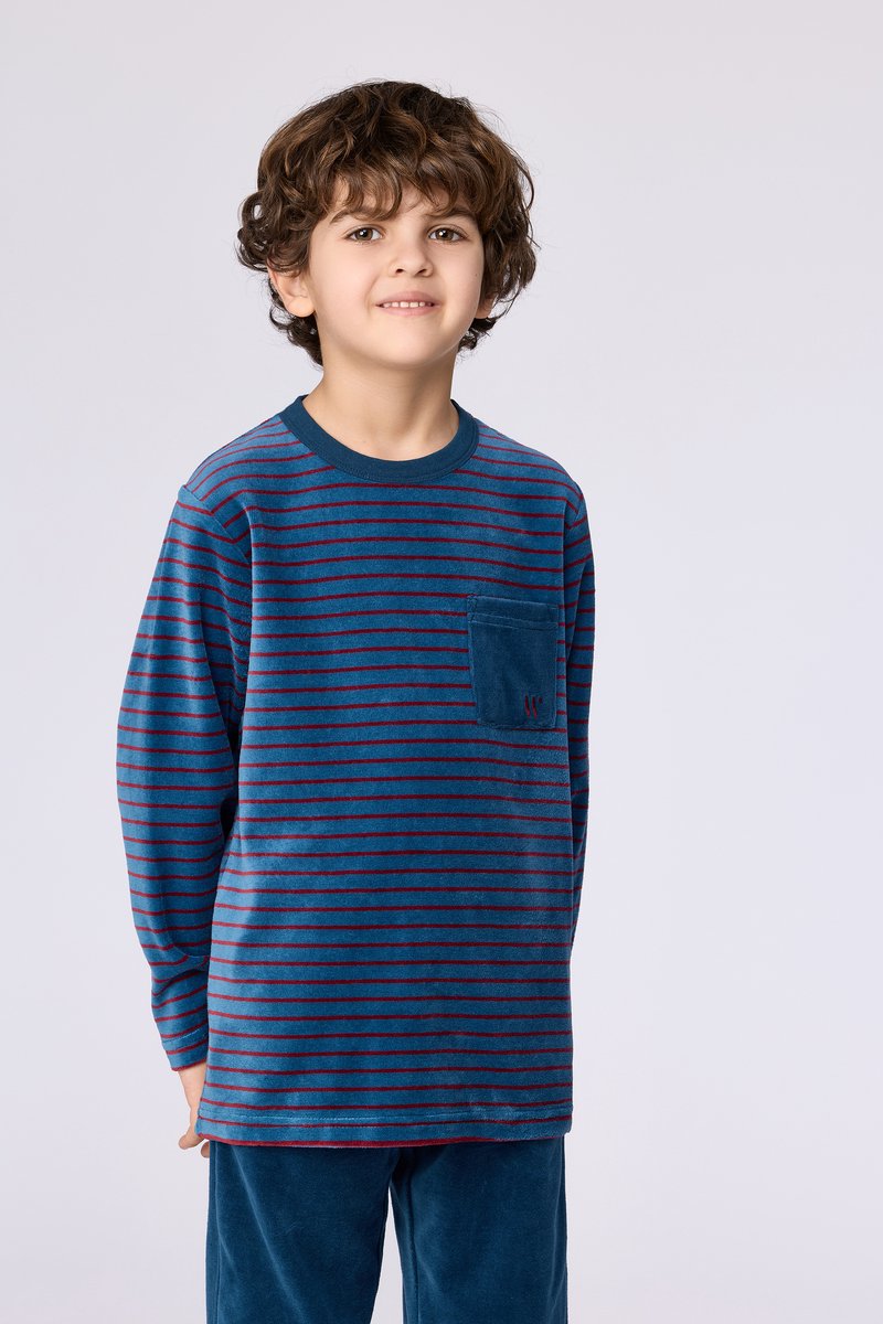 Woody Heren pyjama donkerblauwe streep - maat S